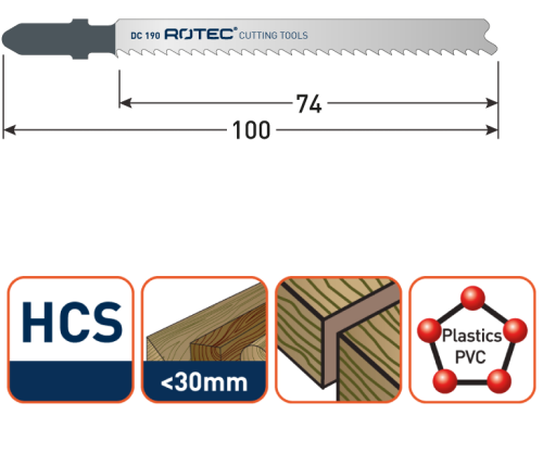 Rotec Decoupeerzaagblad Hout Clean-line T101BR neerwaartse tand 100mm 5x