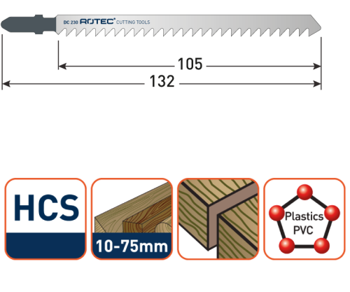 Rotec Decoupeerzaagblad Hout Clean-line lang 132mm 5x
