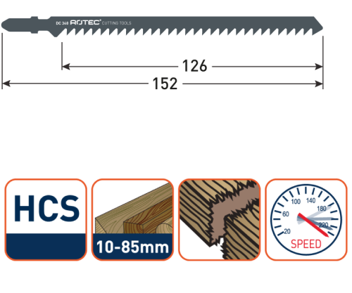 Rotec Decoupeerzaagblad Hout Speed-line T344D extra lang 152mm 5x