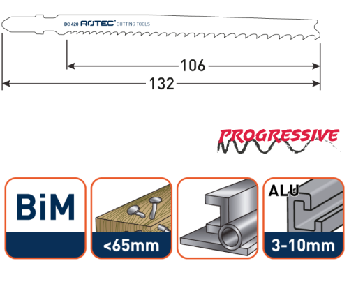Rotec Decoupeerzaagblad Multi-line T345XF BIM 132mm 5x