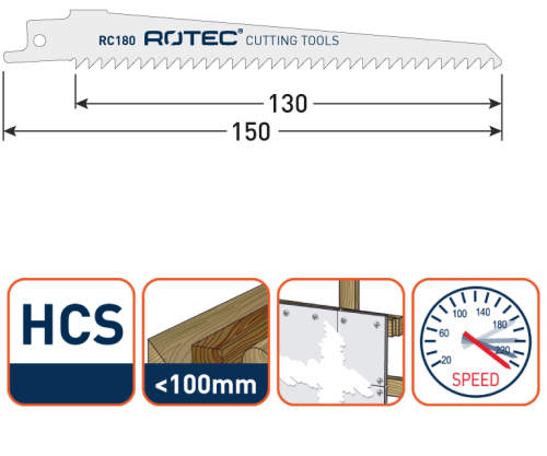Rotec Reciprozaagblad Hout-kunstof S644D invallen 150mm 5 Stuks