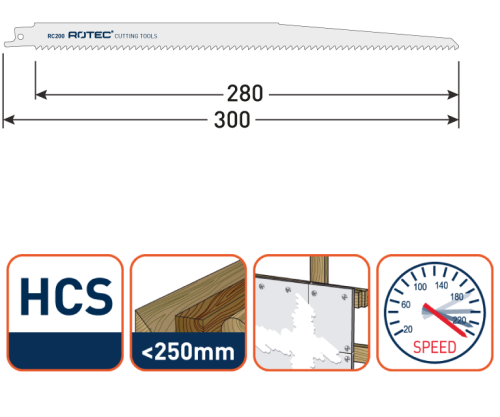 Rotec Reciprozaagblad Hout-kunstof S1344D 300mm 5 Stuks