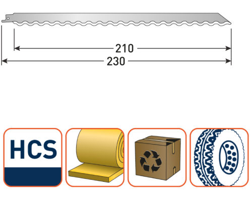 Rotec Reciprozaagblad Isolatie-tapijt-rubber S1113AWP Mes 230mm 2x