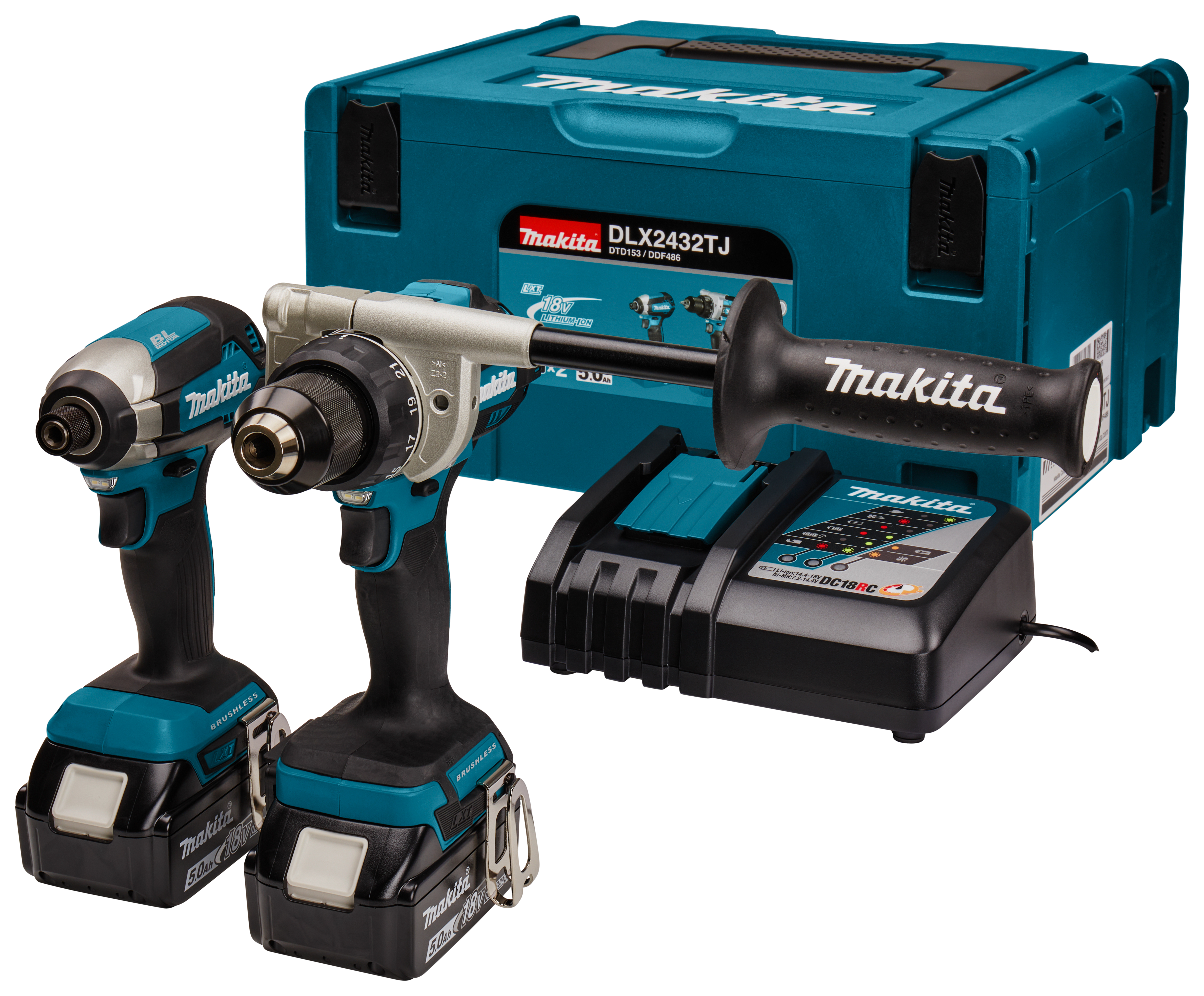 Makita combiset DLX2432TJ 2-kit 18V 2x 5.0Ah Mbox