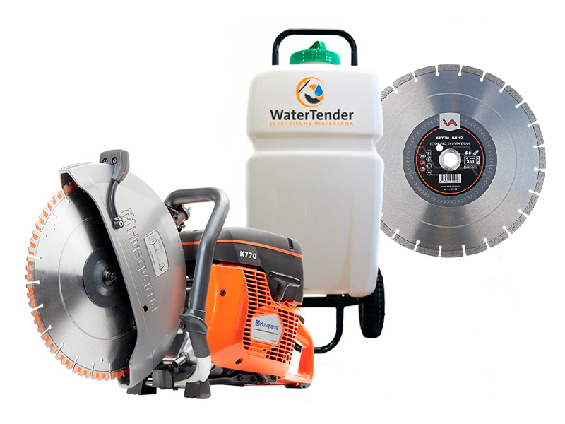 Bandenzaag Husqvarna K770 ø 300mm met watertank 35l en zaagblad