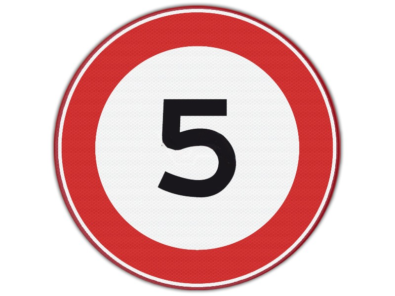 Verkeersbord RVV A01-5 - Maximumsnelheid 5 km