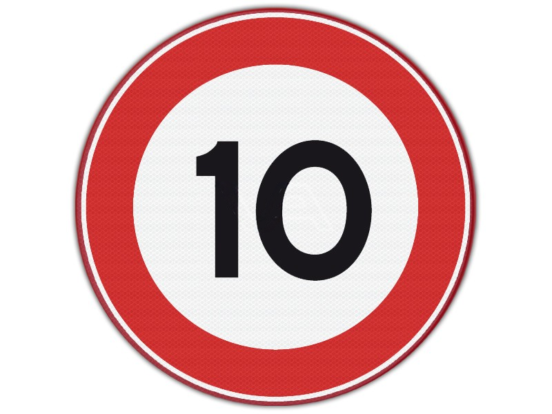 Verkeersbord RVV A01-10 Maximumsnelheid 10 km