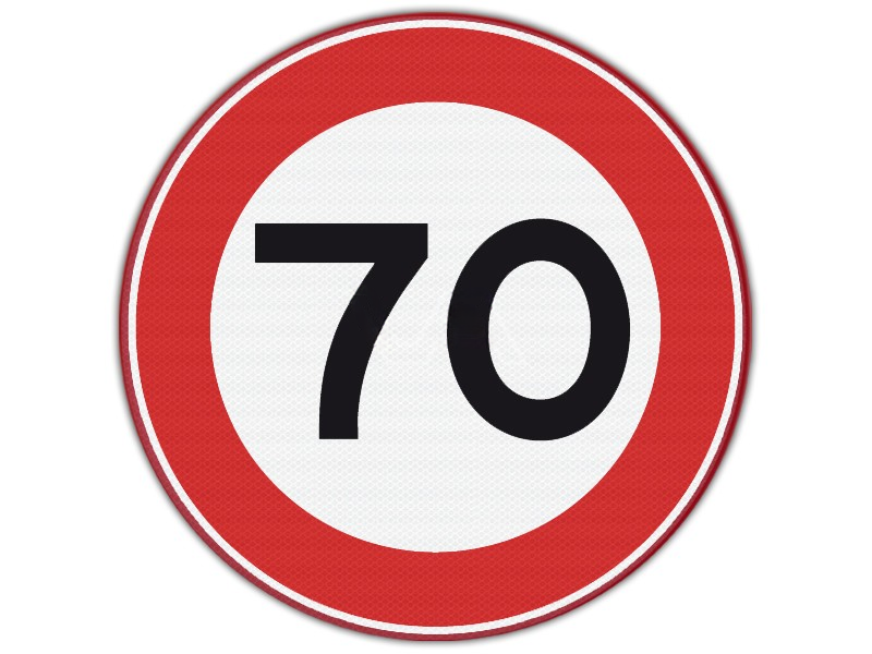 Verkeersbord RVV A01-70 - Maximumsnelheid 70 km