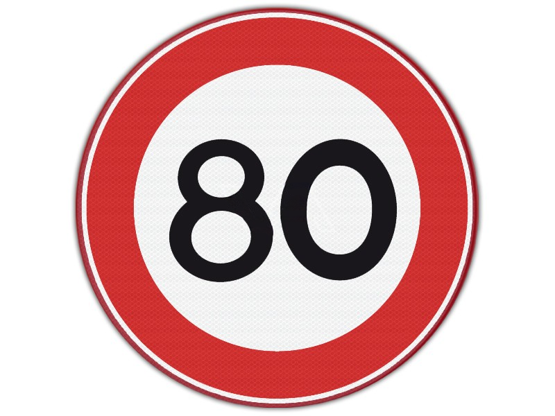 Verkeersbord RVV A01-80 - Maximumsnelheid 80 km