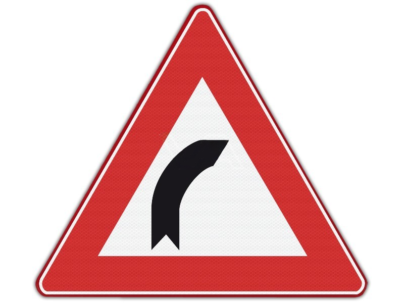 Verkeersbord RVV J02 - Bocht naar rechts
