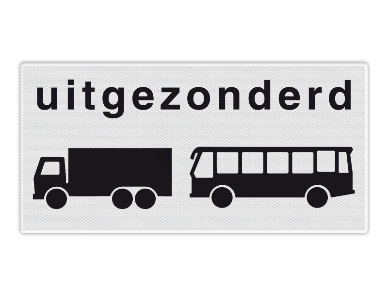 Onderbord RVV OB63 - Uitgezonderd vrachtwagens en bussen