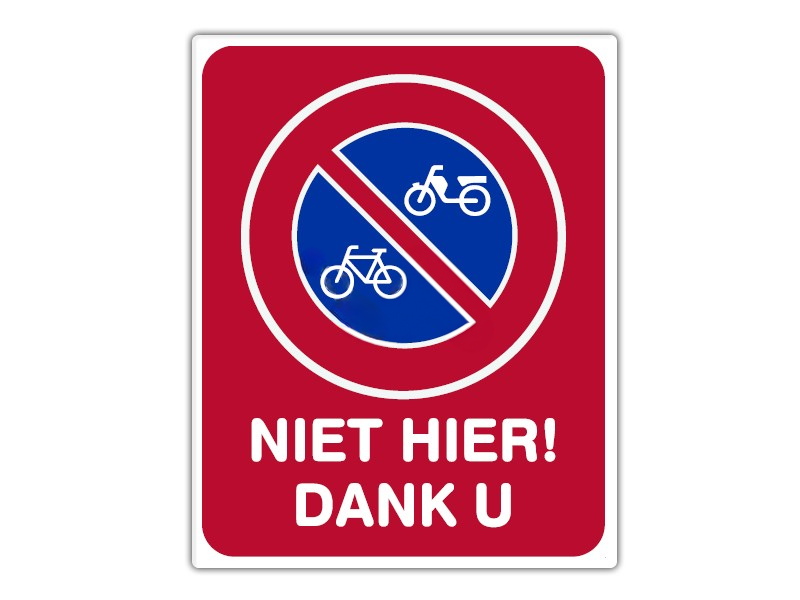 Parkeerbord IB02 - (Brom-)fietsen niet hier - bord dor lak 20 x 25