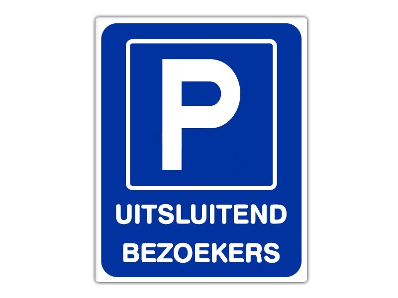 Parkeerbord IB51 bord dor lak 20 x 25 P Uitsluitend Bezoekers