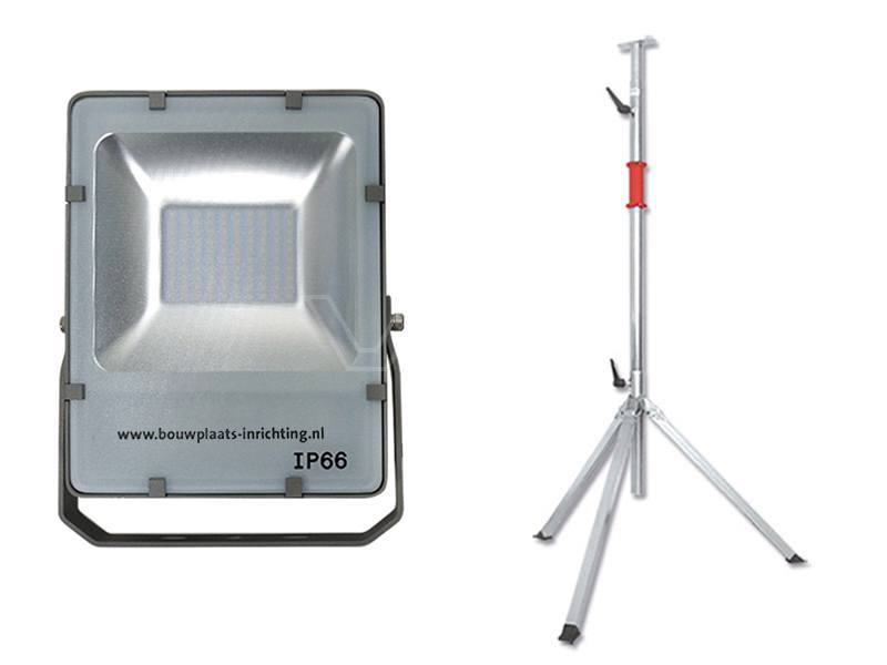 LED-bouwlamp 50 Watt SMD met telescoopstatief Prof 3-delig