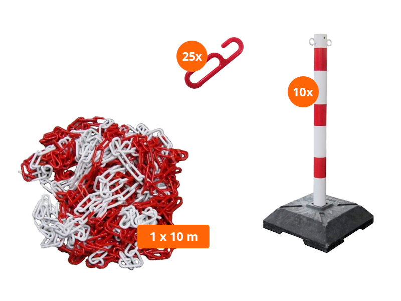 Afzetpaal Heavy Duty met 10 m ketting