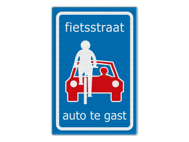Verkeersbord RVV L51 - Fietsstraat, Auto te Gast