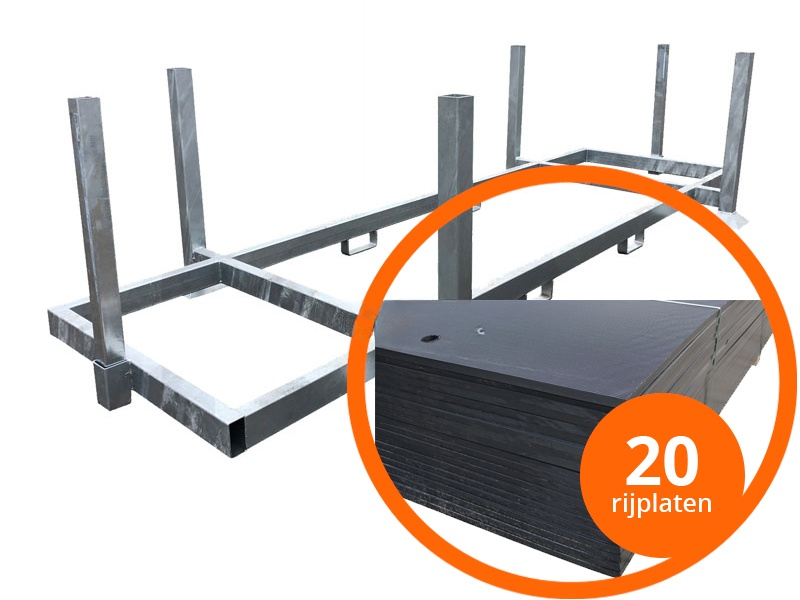 Rijplaten kunststof PE 3x1m | 20 stuks in rek 