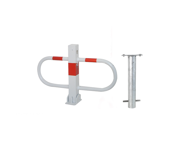 Parkeerbeugel klapbaar wit met grondhuls en cilinderslot