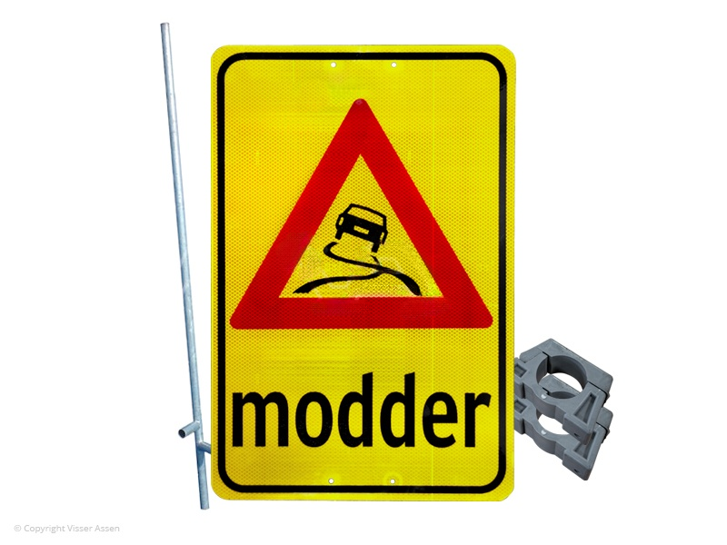 Modderbord aluminium 40 x 60 cm geel met buispaal