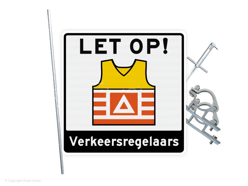 Verkeersbord VKR01 60 x 60 cm | Set met mast, slagpot + beugels