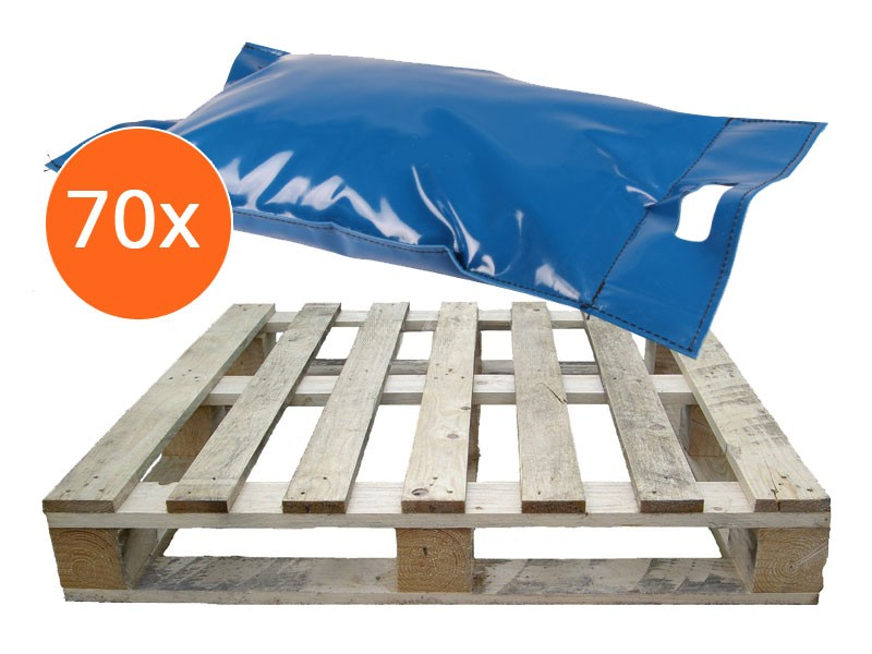 Zandzak gevuld PVC blauw 15 kg op pallet | 70 stuks