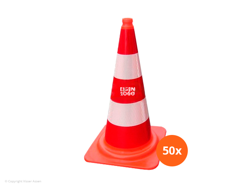 Set van 50 verkeerskegels 75cm met eigen logo