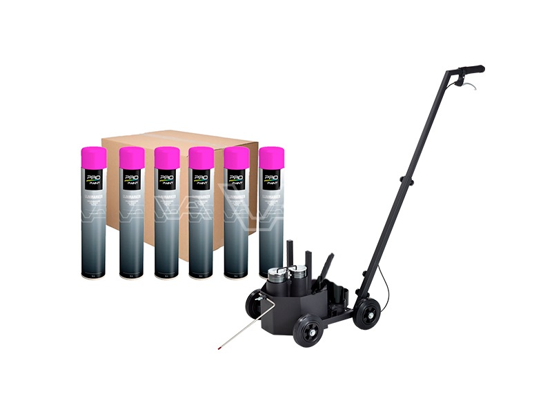 Markeermachine 4-wielig + 6x markeringsverf Lijnmarker 750 ml | wit