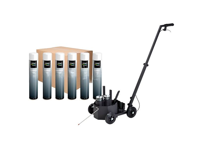 Markeermachine 4-wielig + 6x markeringsverf Lijnmarker 750 ml | wit